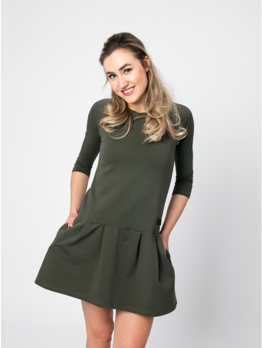 IceDress Drexiss dámské podzimní šaty GAB DARK KHAKI