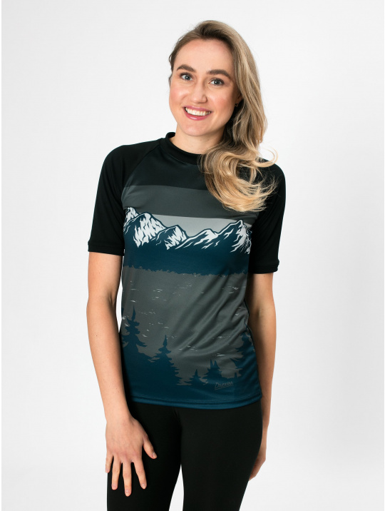 IceDress Drexiss dámské funkční CoolMax tričko MOUNTAINS - GREY - krátký rukáv