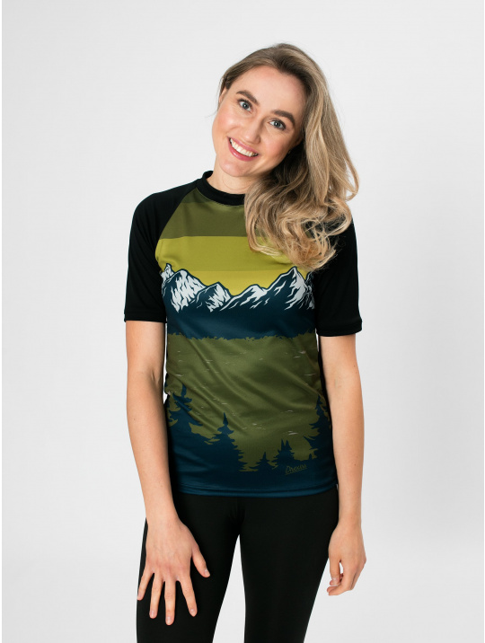 IceDress Drexiss dámské funkční CoolMax tričko MOUNTAINS - OLIVE - krátký rukáv