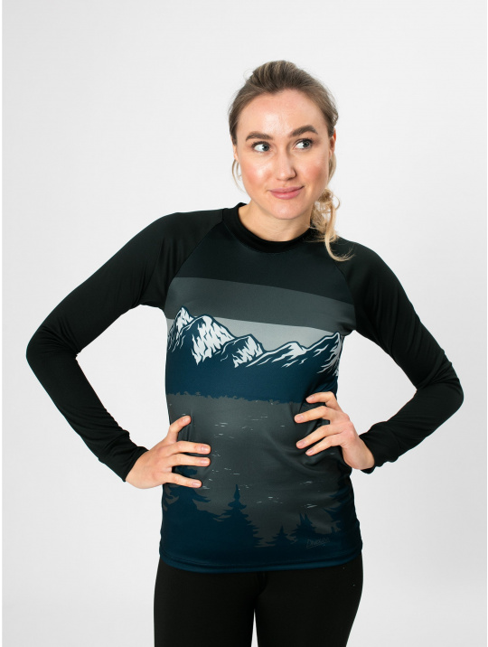 IceDress Drexiss dámské funkční CoolMax tričko MOUNTAINS - GREY dlouhý rukáv