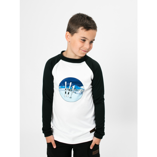  IceDress Drexiss dětské funkční CoolMax triko SKI - WHITE dlouhý rukáv