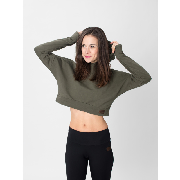  IceDress Drexiss dámská crop top mikina YAYA LONG - DARK KHAKI