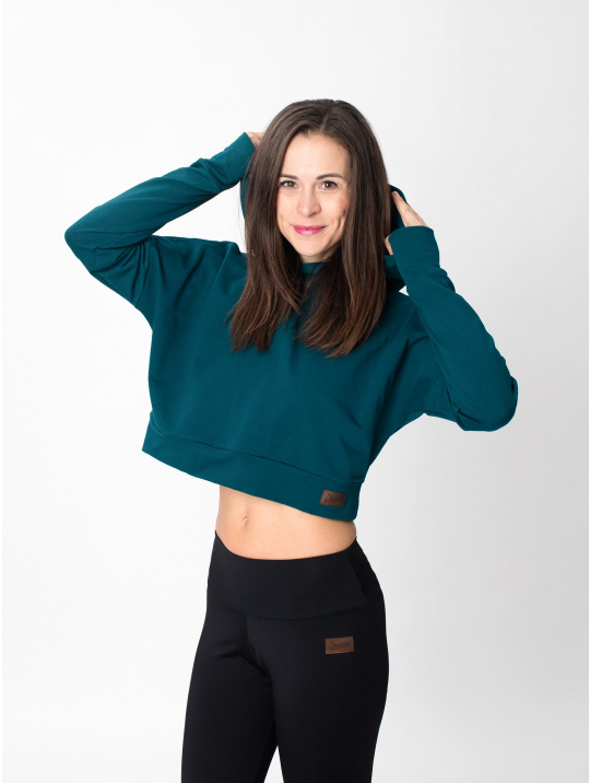 IceDress Drexiss dámská crop top mikina YAYA LONG - SMARAGD