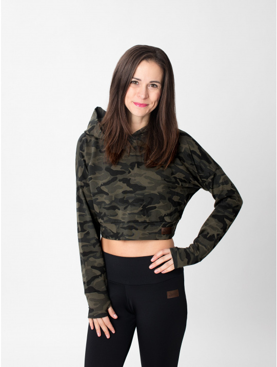 IceDress Drexiss dámská crop top mikina YAYA LONG - ARMY