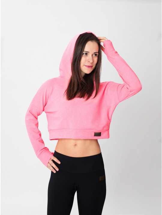 IceDress Drexiss dámská crop top mikina YAYA LONG - NEON PINK