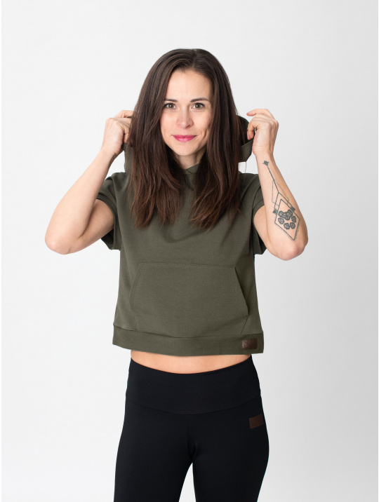 IceDress Drexiss dámská crop top mikina YAYA - DARK KHAKI