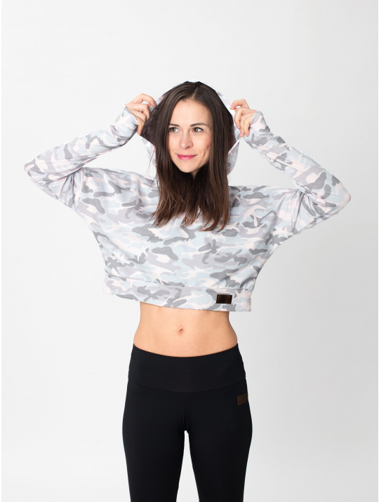 IceDress Drexiss dámská crop top mikina YAYA LONG - ARMY GREY