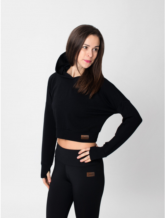 IceDress Drexiss dámská crop top mikina YAYA LONG - BLACK