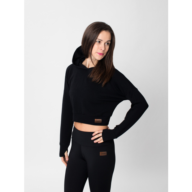  IceDress Drexiss dámská crop top mikina YAYA LONG - BLACK