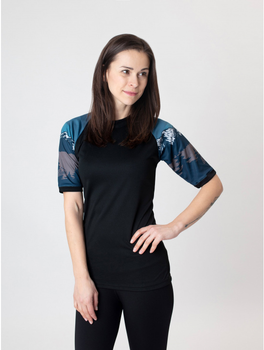IceDress Drexiss dámské funkční CoolMax tričko MOUNTAINS - PETROL II krátký rukáv