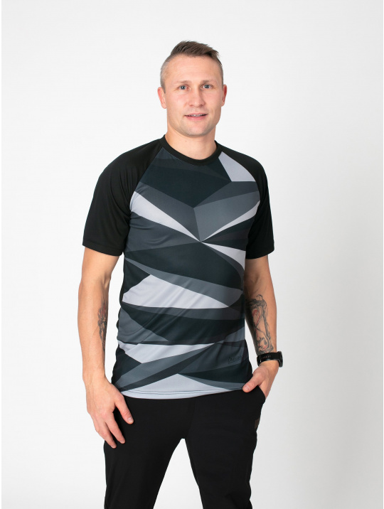 IceDress Drexiss pánské funkční triko CoolMax FULL SHAPES - BLACK krátký rukáv