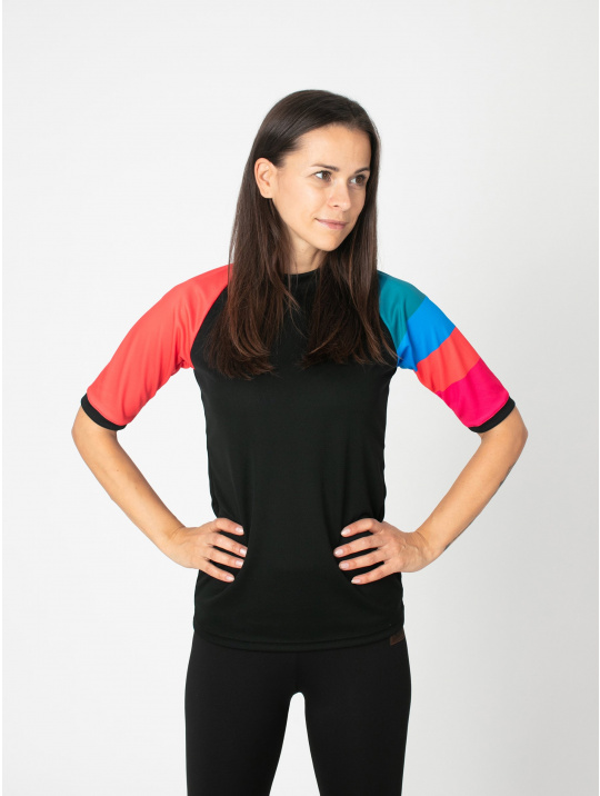 IceDress Drexiss dámské funkční CoolMax tričko STRIPE ORANGE krátký rukáv